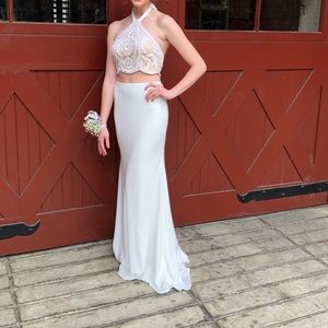 White Two Piece Prom Dress